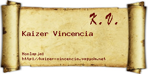 Kaizer Vincencia névjegykártya